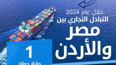 الإحصاء: مليار دولار قيمة التبادل التجاري بين مصر والأردن خلال عام 2024
