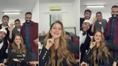 بالصور .. نيلي كريم تحتفل بمسلسل " على قد الحب " في كواليس التصوير 