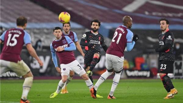 محمد صلاح في مباراة ليفربول ووست هام