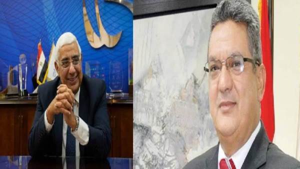 أشرف القاضي الرئيس التنفيذي للمصرف المتحد ونائبه فرج عبد الحميد